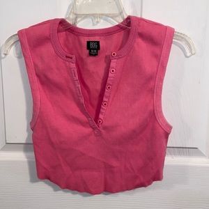 Pink button up crop